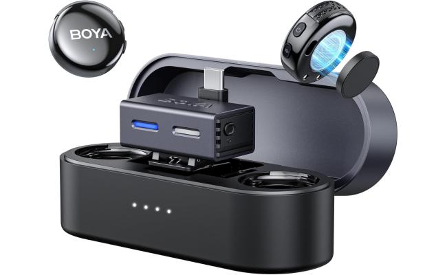 BOYA BOYALINK 3 Wireless Lavalier Mini Microphones for iPhone 15-16/Android/PC/Camera,AI Noise Cancellation,48kHz/24Bit Studio Sound,APP Control,984ft 30h Battery with Charging Case for Vlog Interview